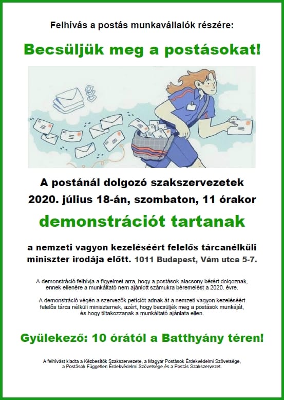 Postás demonstrációra való felhívás!